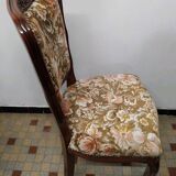 Louis XV Style Chair in Wood and Floral Fabric