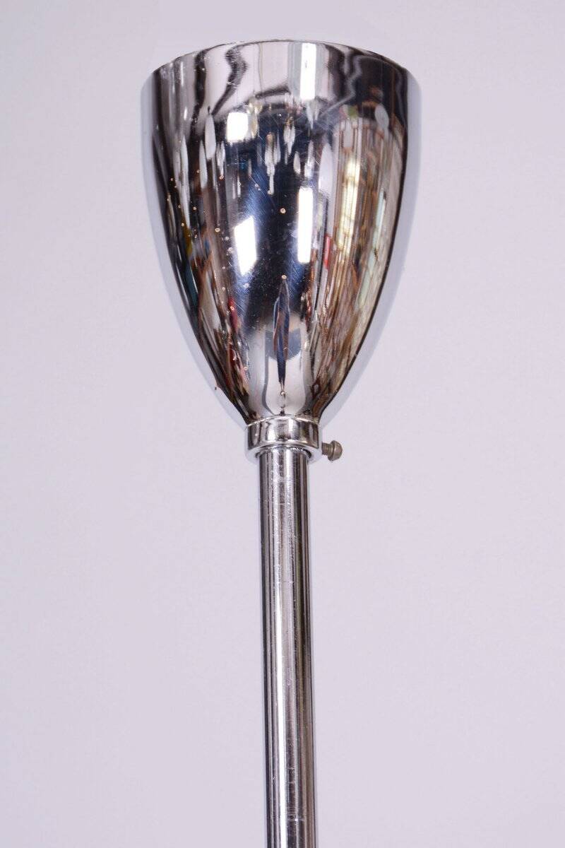 Mid-Century Chandelier in Chrome, Steel and Opaline Glass, Czech, 1960s