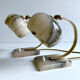 Pair of vintage art deco lamps, albatre marble brass, 30 years