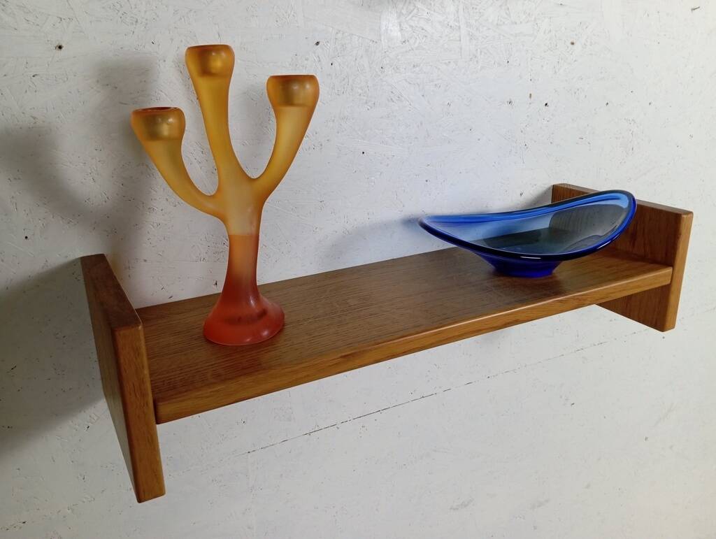 Pair of solid oak wall shelves