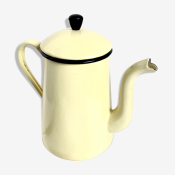 Cafetière en tôle émaillée jaune