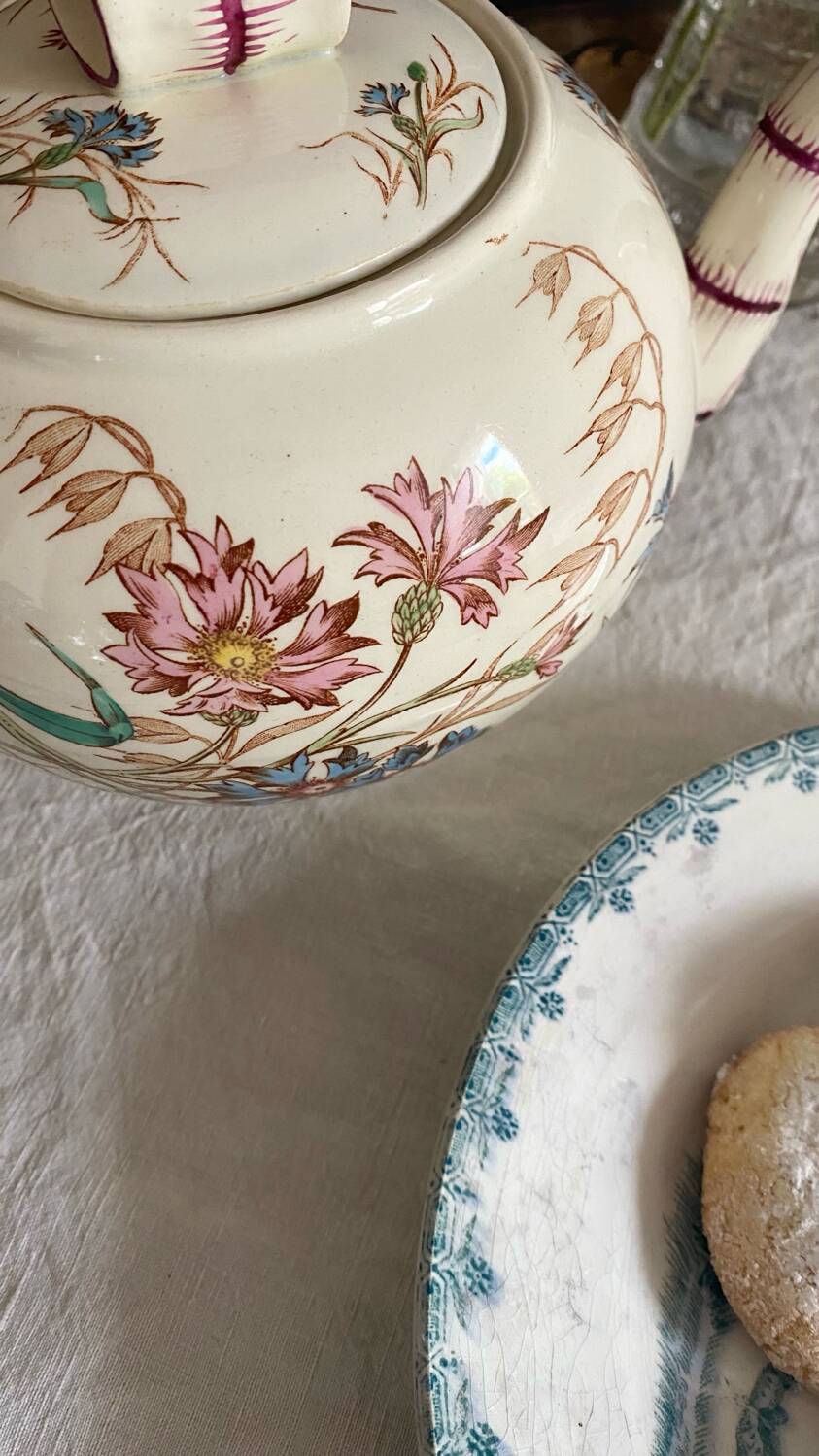K&G Luneville Cornflower Polychrome Ironstone Teapot