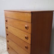 1970’s mid century teak chest of drawers with lid compartment
