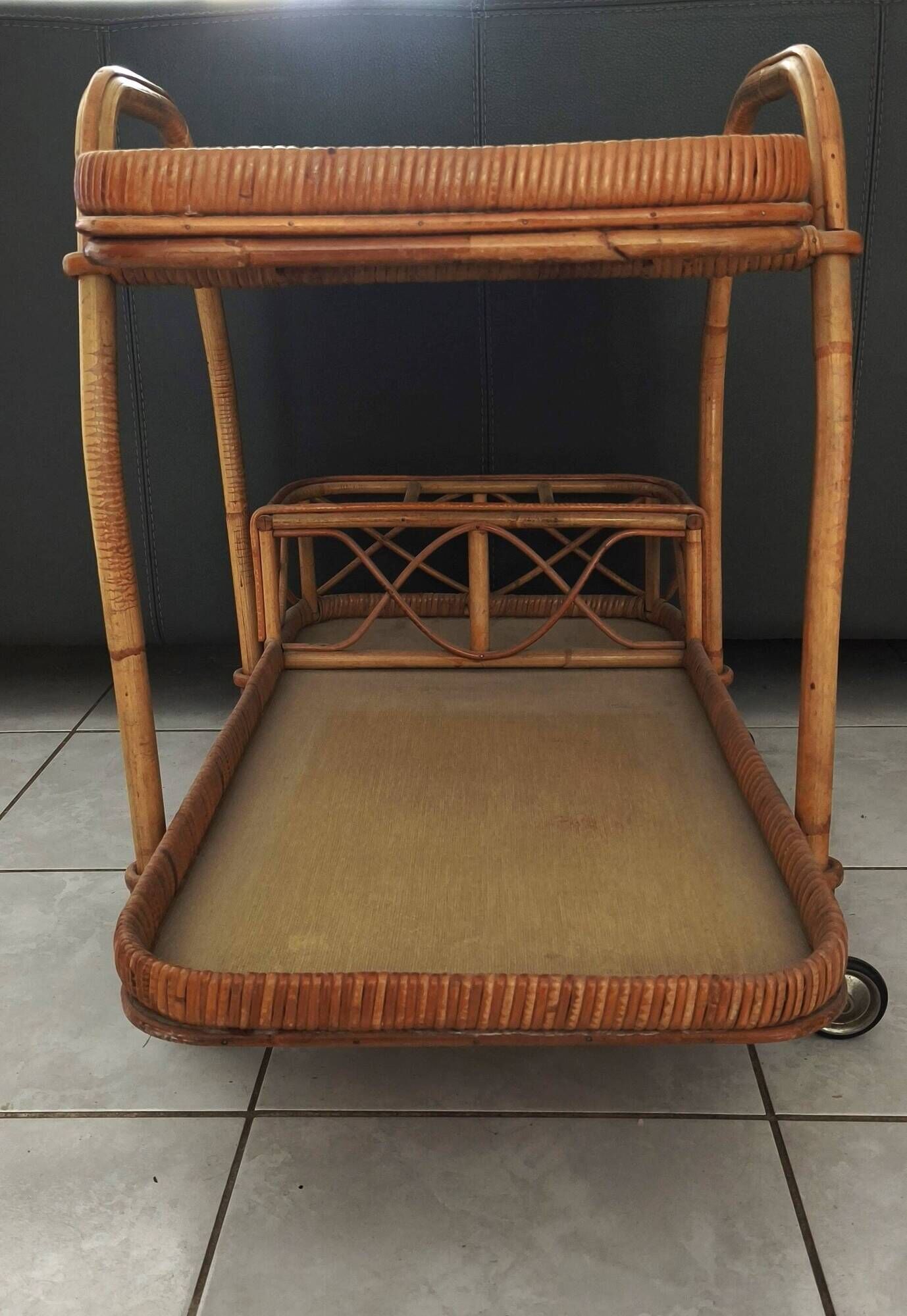1950s bar chariot - ceramic tray from saint amand