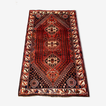 Vintage Traditional Tribal Rug 284x175 cm Wool Oriental HandMade Rug, Red Black