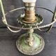 Antique patinated green metal lamp, Art Nouveau style, early 20th century.
