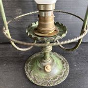 Antique patinated green metal lamp, Art Nouveau style, early 20th century.
