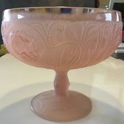 Art Deco pink glass paste fruit bowl/compote dish