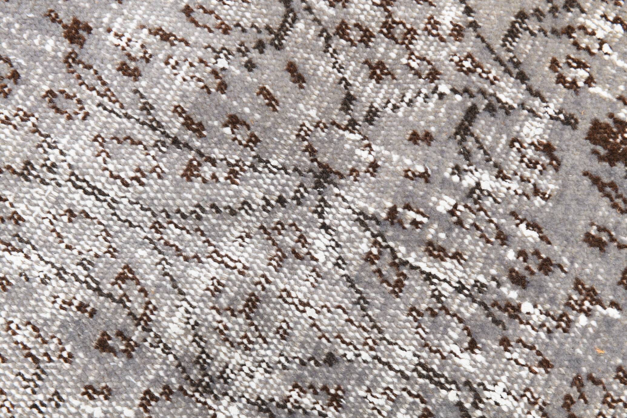 Gray & black floral turkish vintage rug