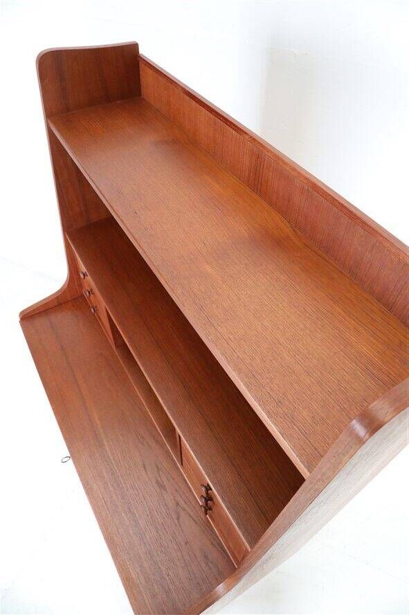 Tall mid-century teak secretary desk / Danish modern design / 1960s