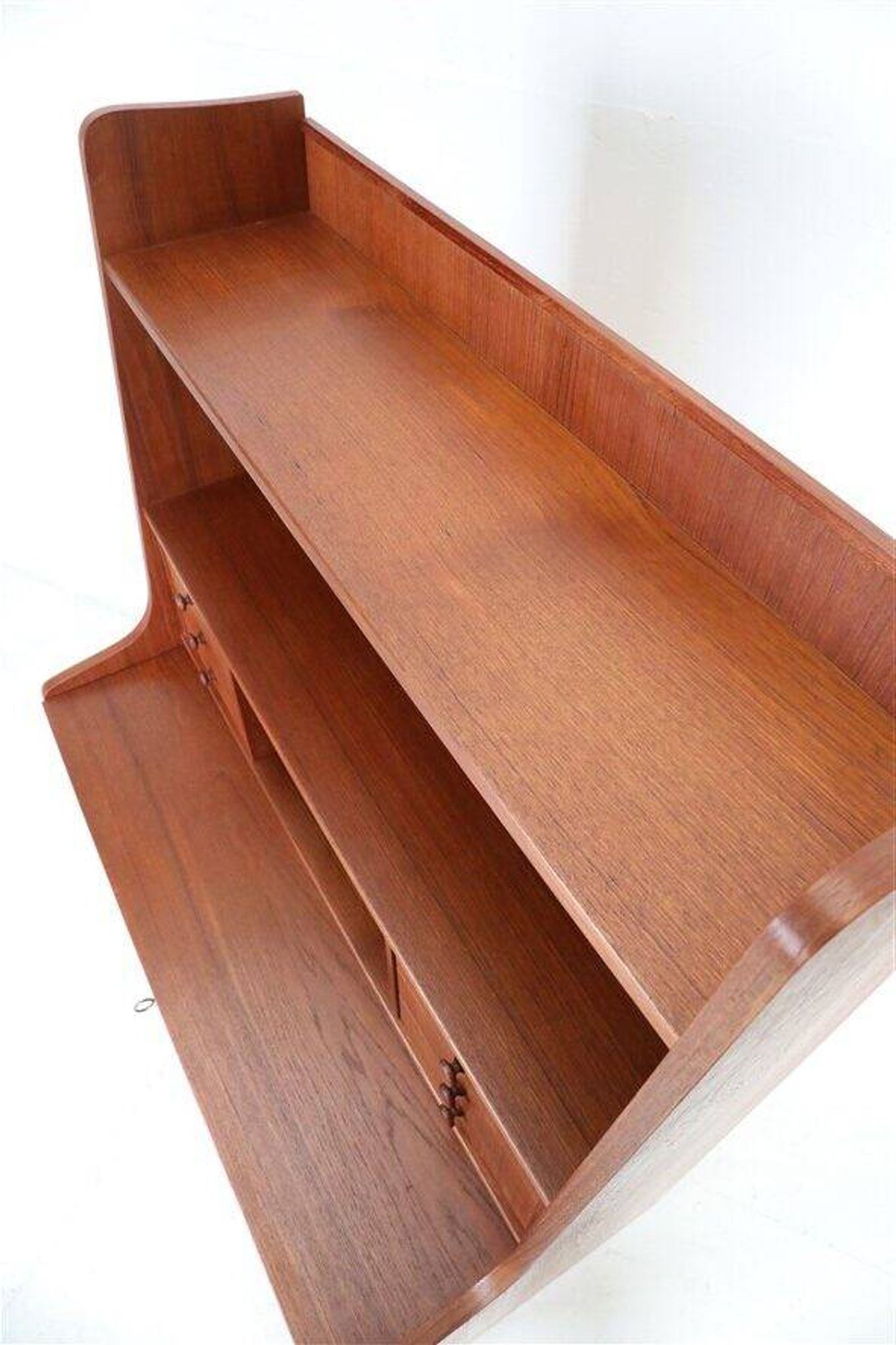 Tall mid-century teak secretary desk / Danish modern design / 1960s