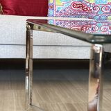 Vintage coffee table in glass and polished steel