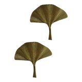Paire d'appliques feuille en métal doré