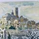 Lithographie de Yves Brayer village du Lubéron