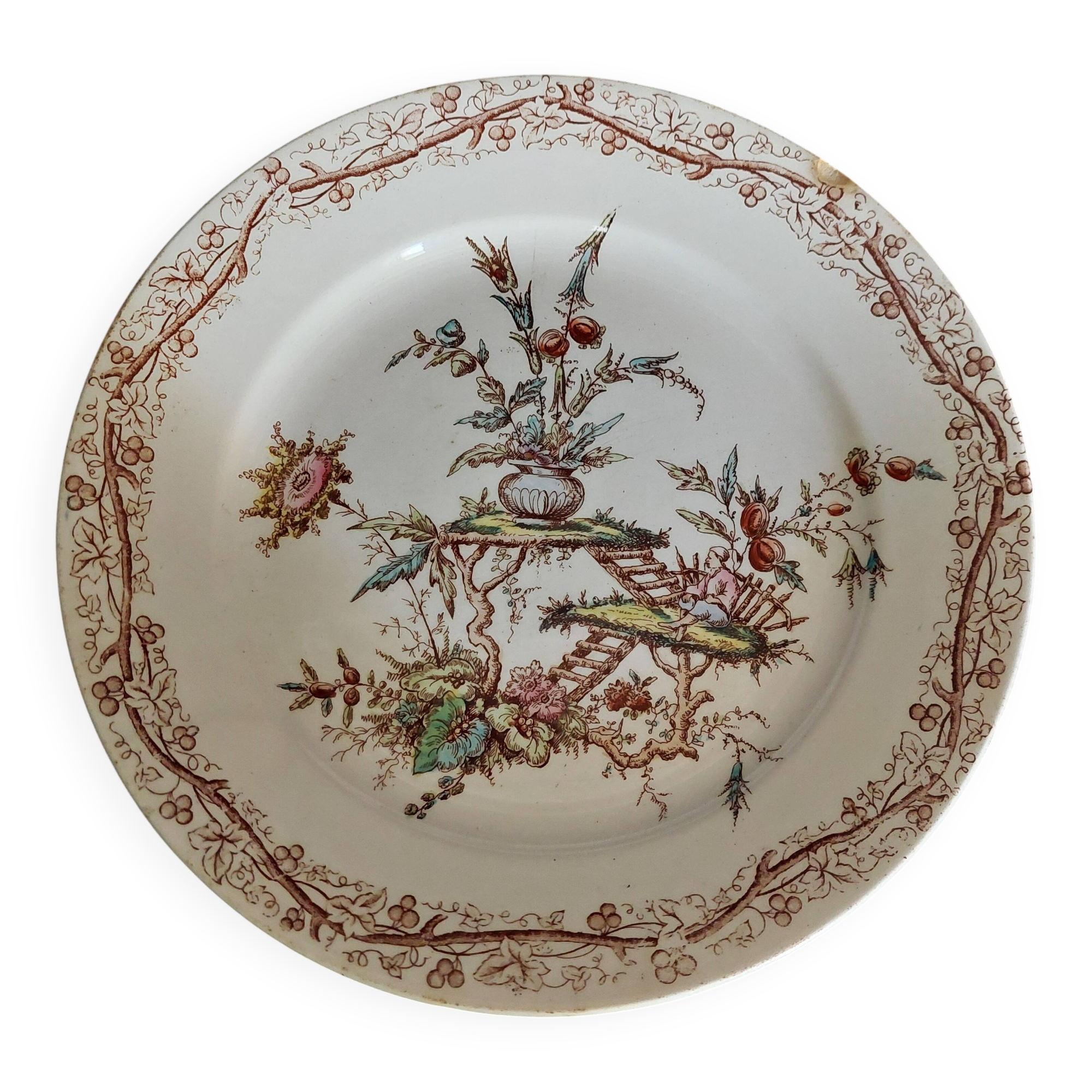 Ironstone plate by Keller and Guérin in Lunéville, late 19th century