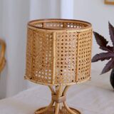 Rattan table lamp 50s piece signed