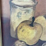 Oil painting on canvas, still life with fruits and pot, nuts, signed, George Cros, signed
