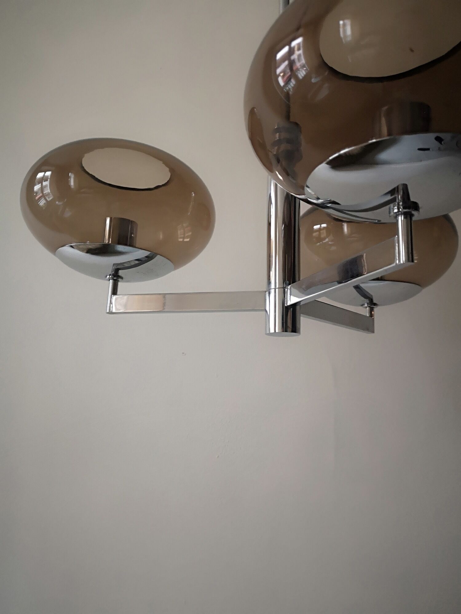 suspension in chrome and smoked glass from Sciolari, italy 1970