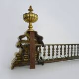 Barre de cheminée, barre de foyer, barre de feux, devant de cheminée en bronze doré