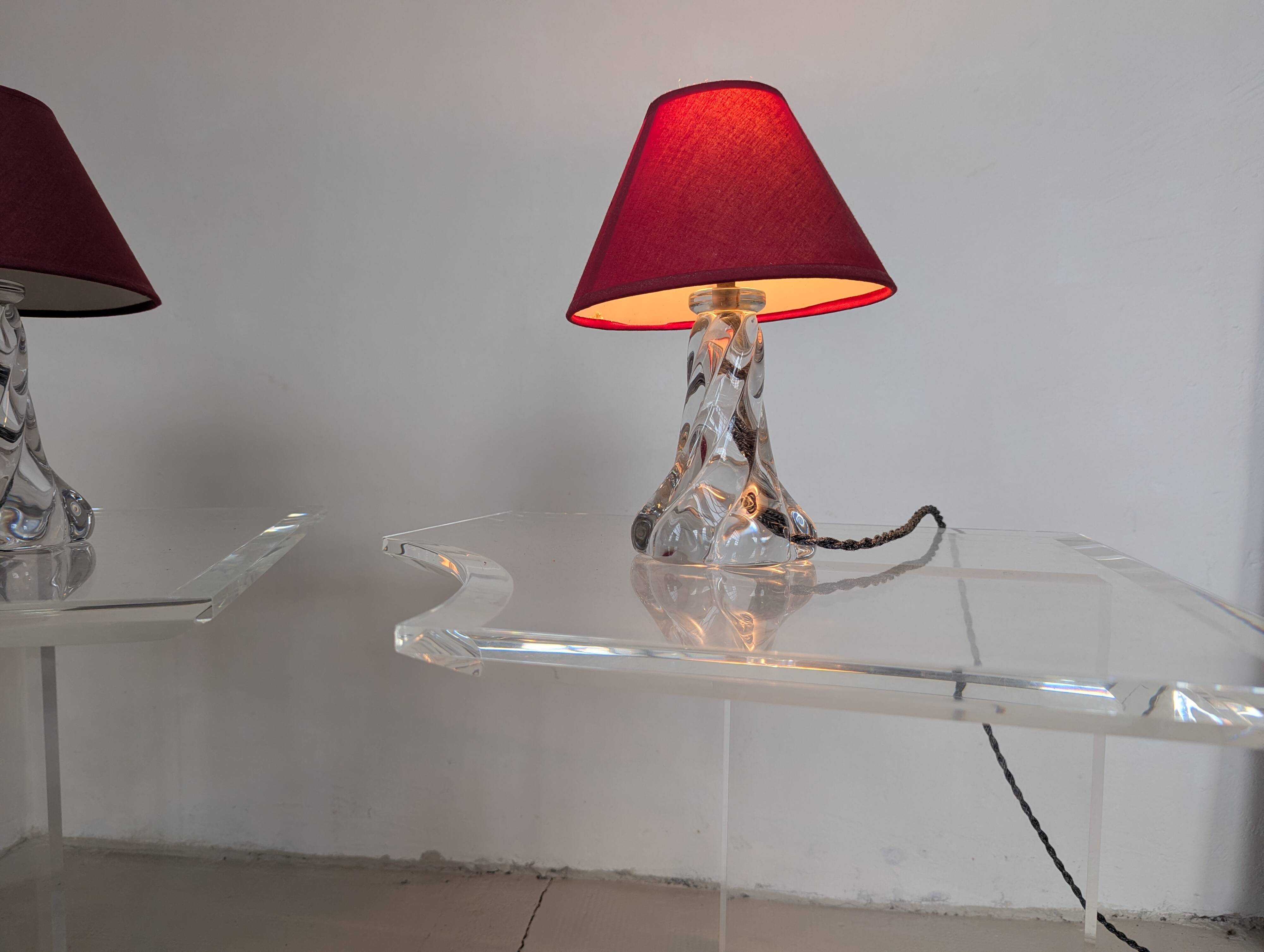 Pair of crystal bedside lamps