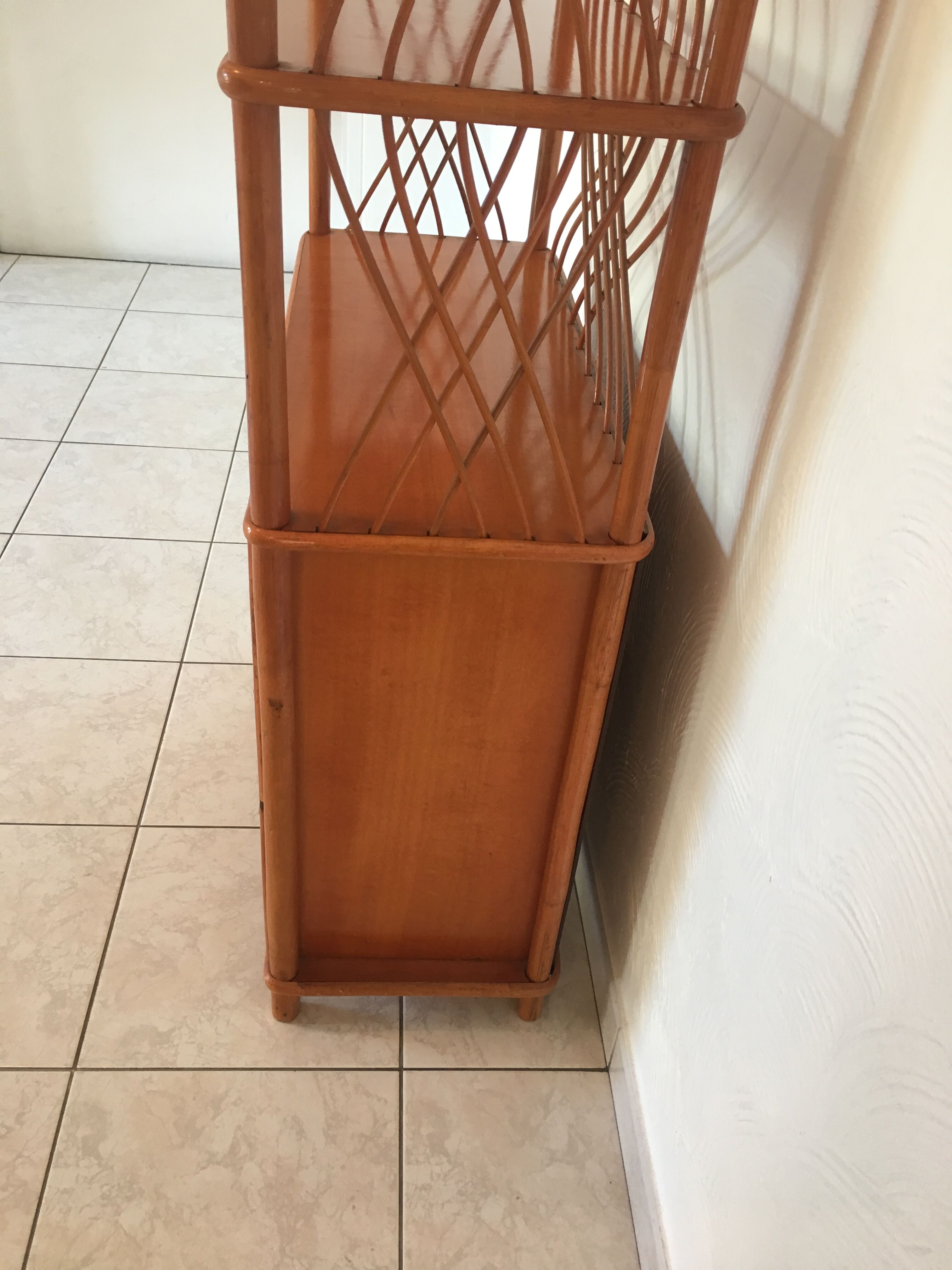 Vintage rattan shelves