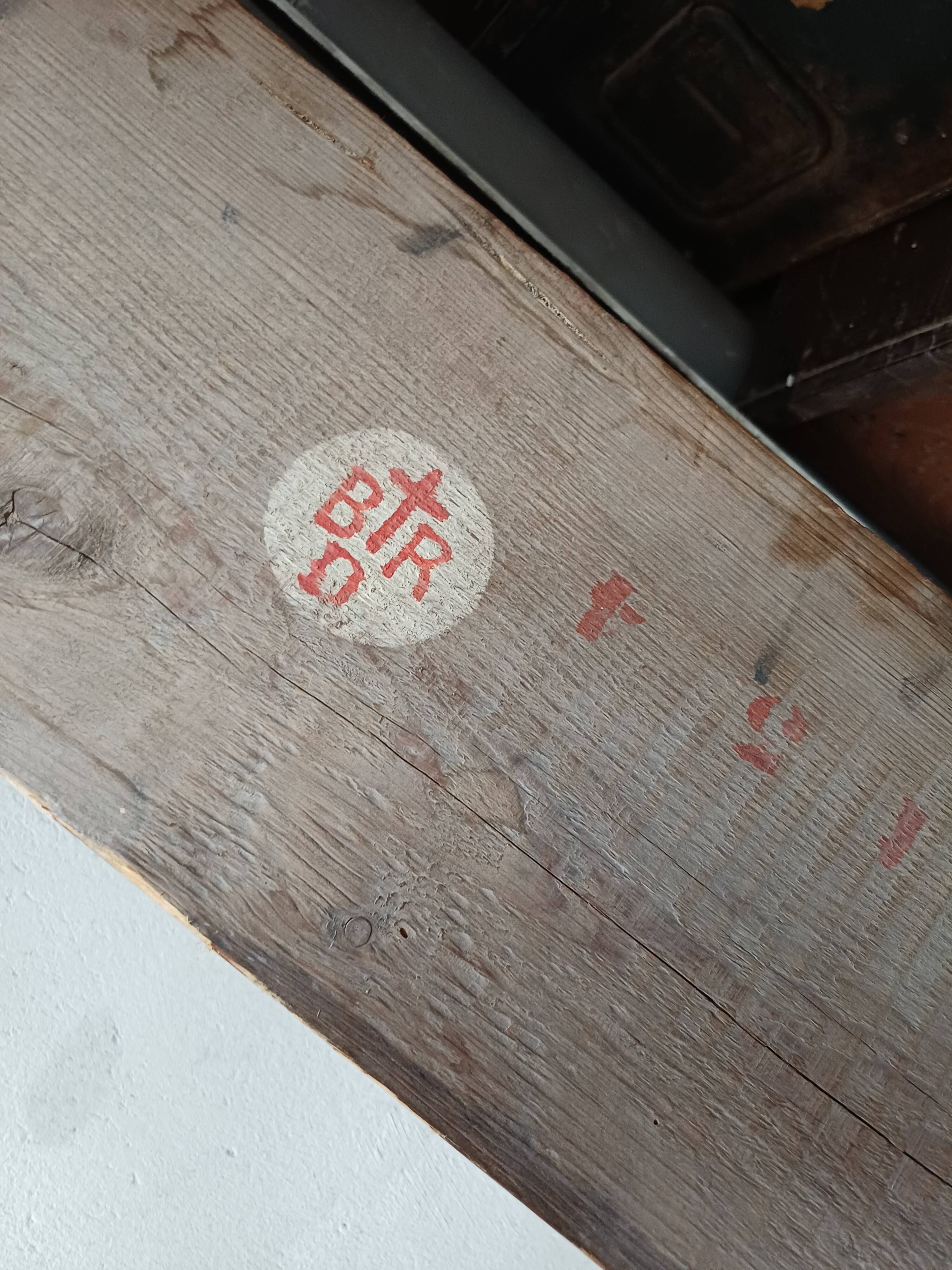 Antique wooden bench from a Catholic school, circa 1900. Beautifully crafted.