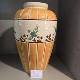 Orange and green ceramic vase with duck motif