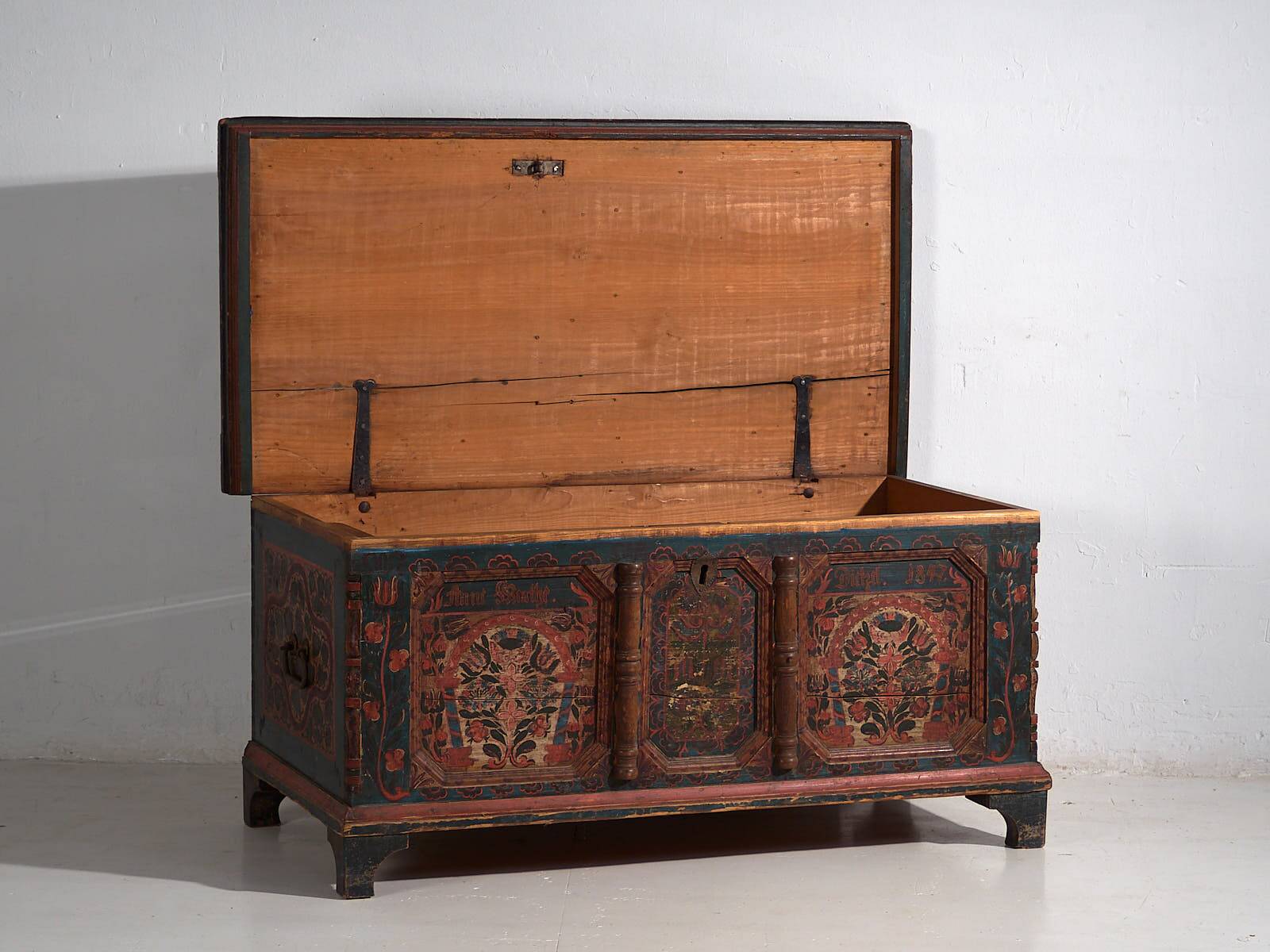 Antique hand-painted trunk dated 1847 #22