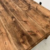 Antique farm table from the 1950s, with 3 drawers and turned legs