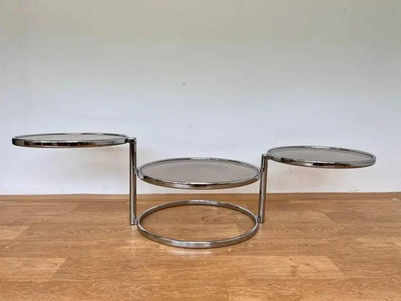 Midcentury Swivel and Folding Chrome Coffee Table, Germany, 1970s