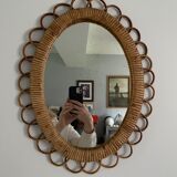 Rattan mirror flower shape