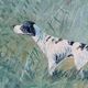 Large vintage original landscape dog oil painting