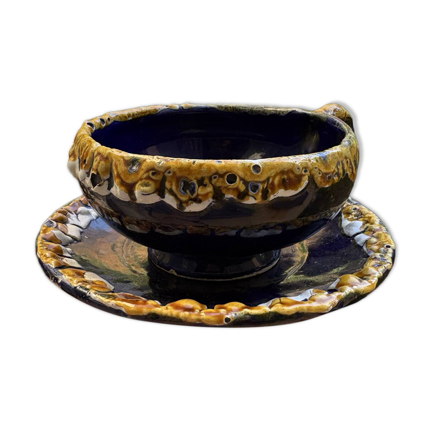 Vallauris large cup and saucer kitchen coffee chocolate vintage
