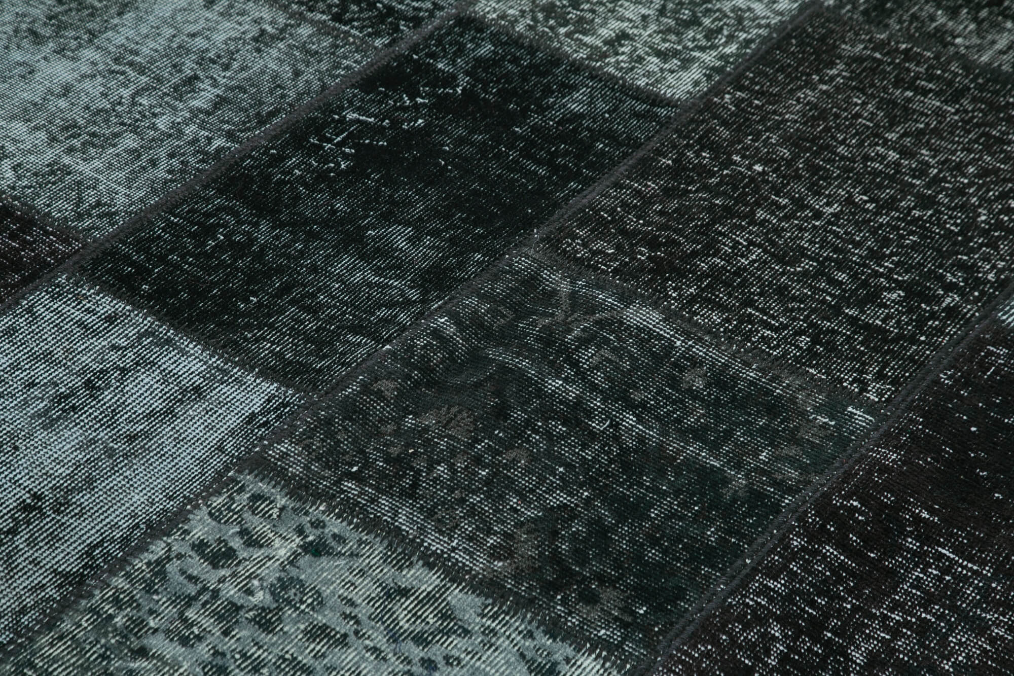 Hand-knotted turkish vintage 170 cm x 238 cm black patchwork carpet