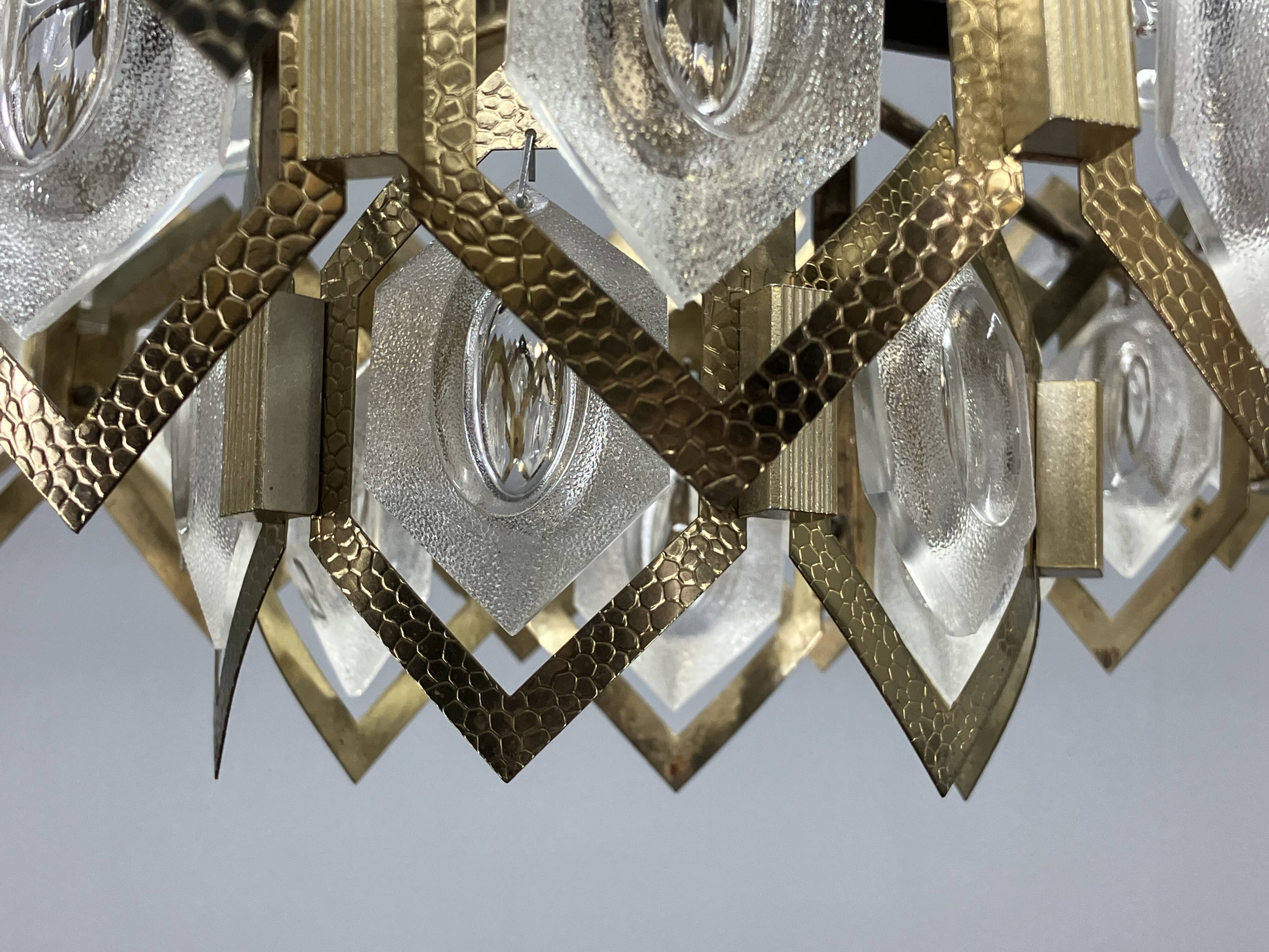 1960s Faceted Glass Chandelier by Jaroslav Bejvl for Kamenicky Senov