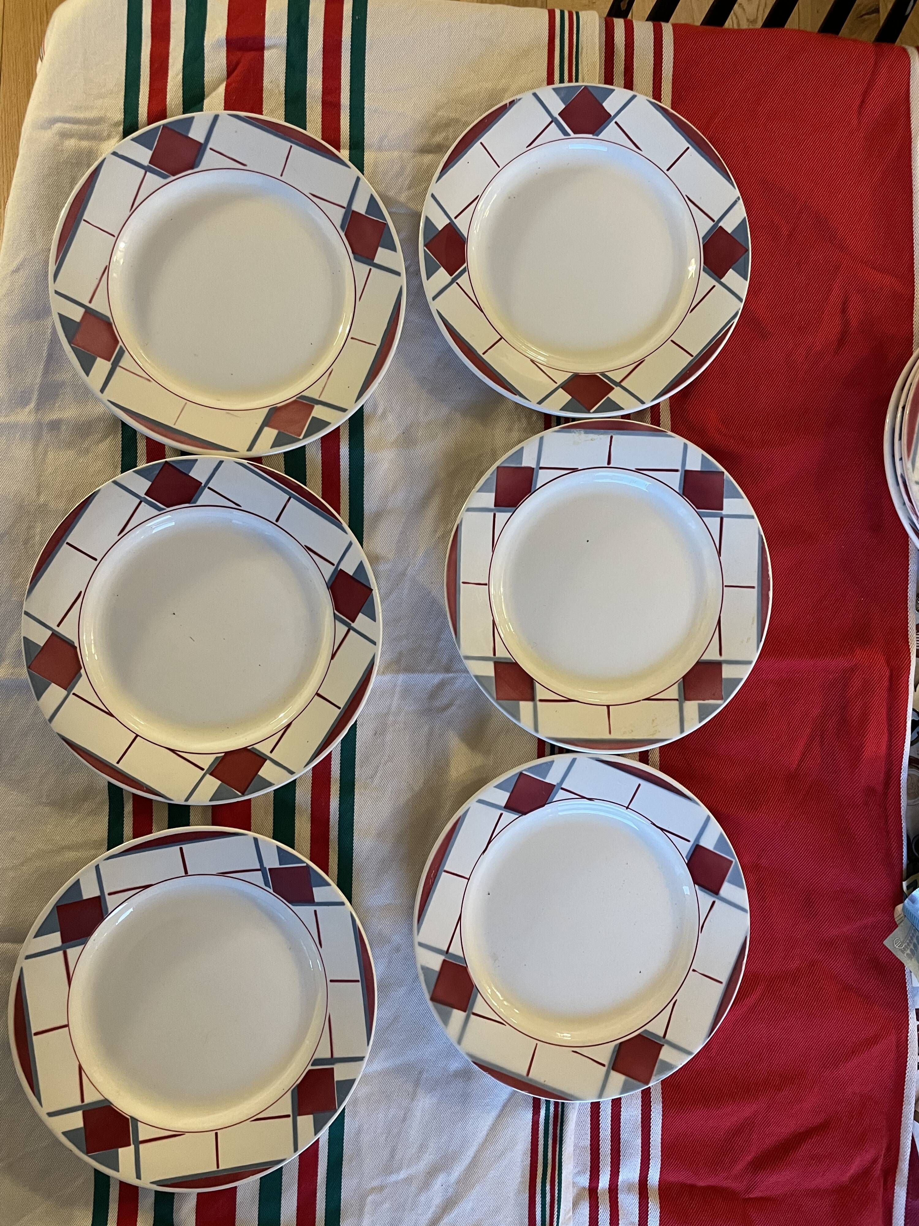 Set of 6 old Digoin plates in Sarreguemines earthenware