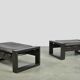 Sonja wasseur / brutalist leather footstools / netherlands 1970s