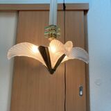 Bronze and molded glass chandelier, 1930s Art Deco style