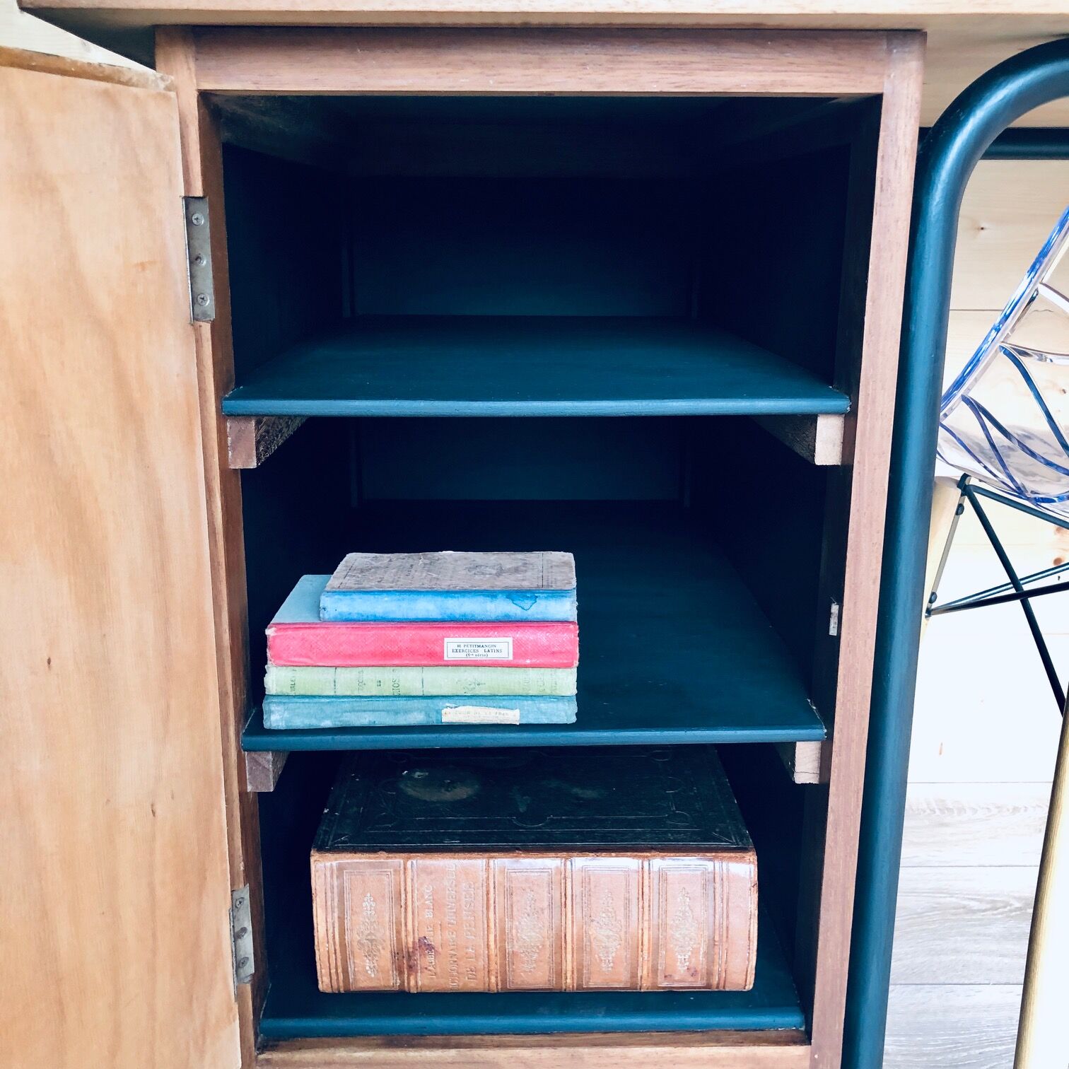 Former oak teacher's desk circa 1950