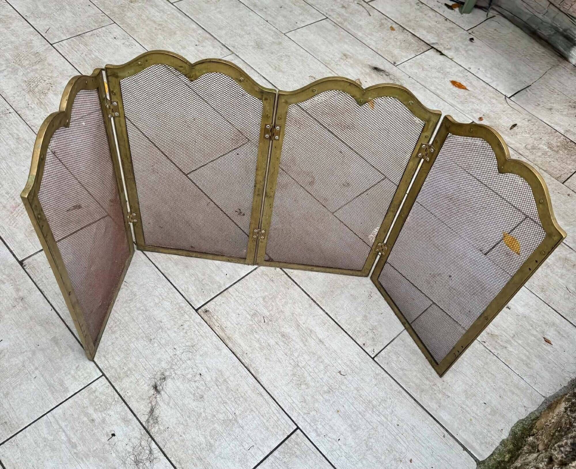 Vintage brass fireplace screen
