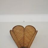 Pair of vintage "tulip" wall lights in rattan and canework