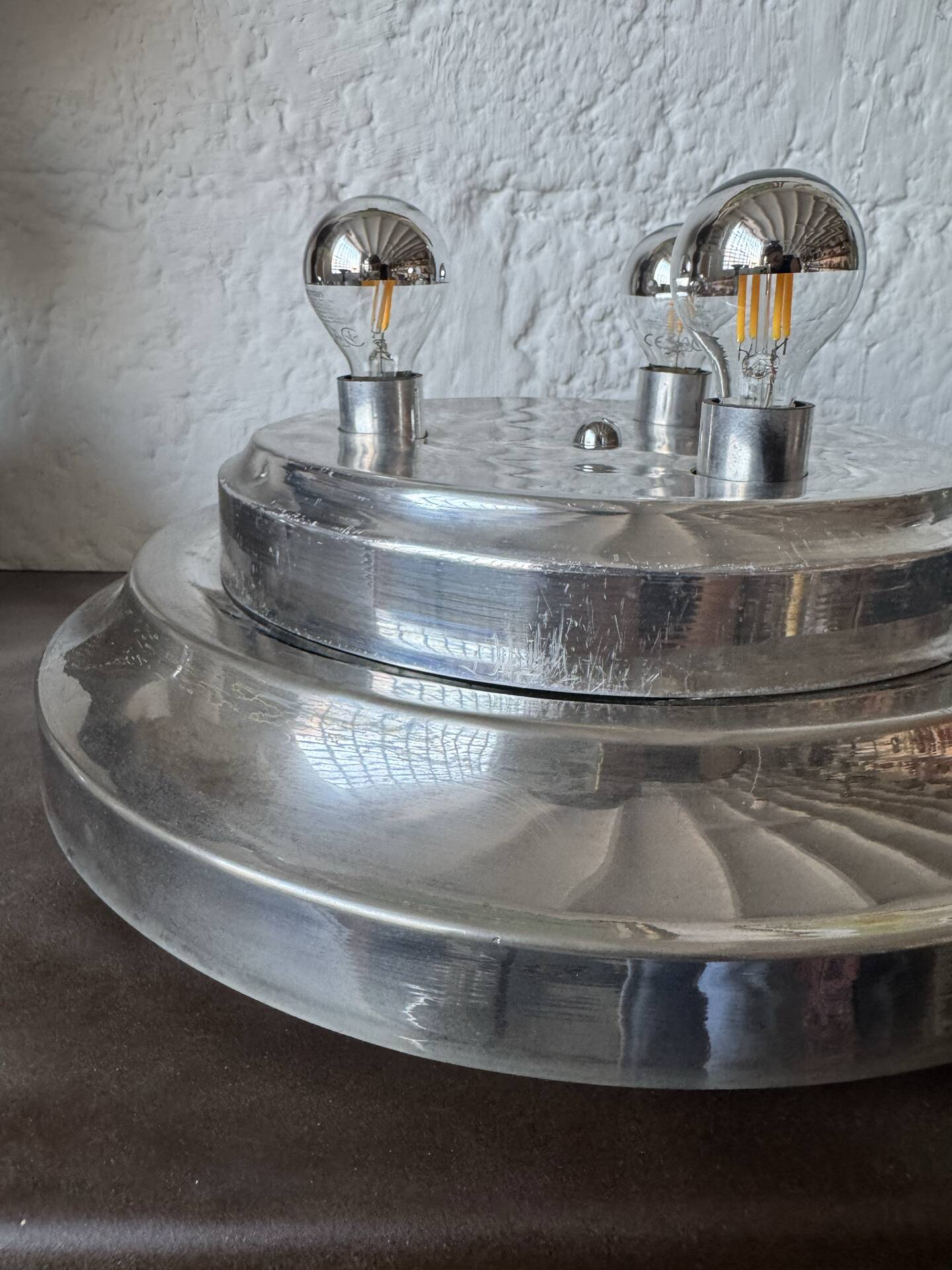 Lampe de table verre bullé Space Age années 70