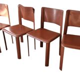 Red Leather Chairs Cidue Italy 1970