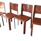 Chaises en Cuir Rouge Cidue Italie 1970