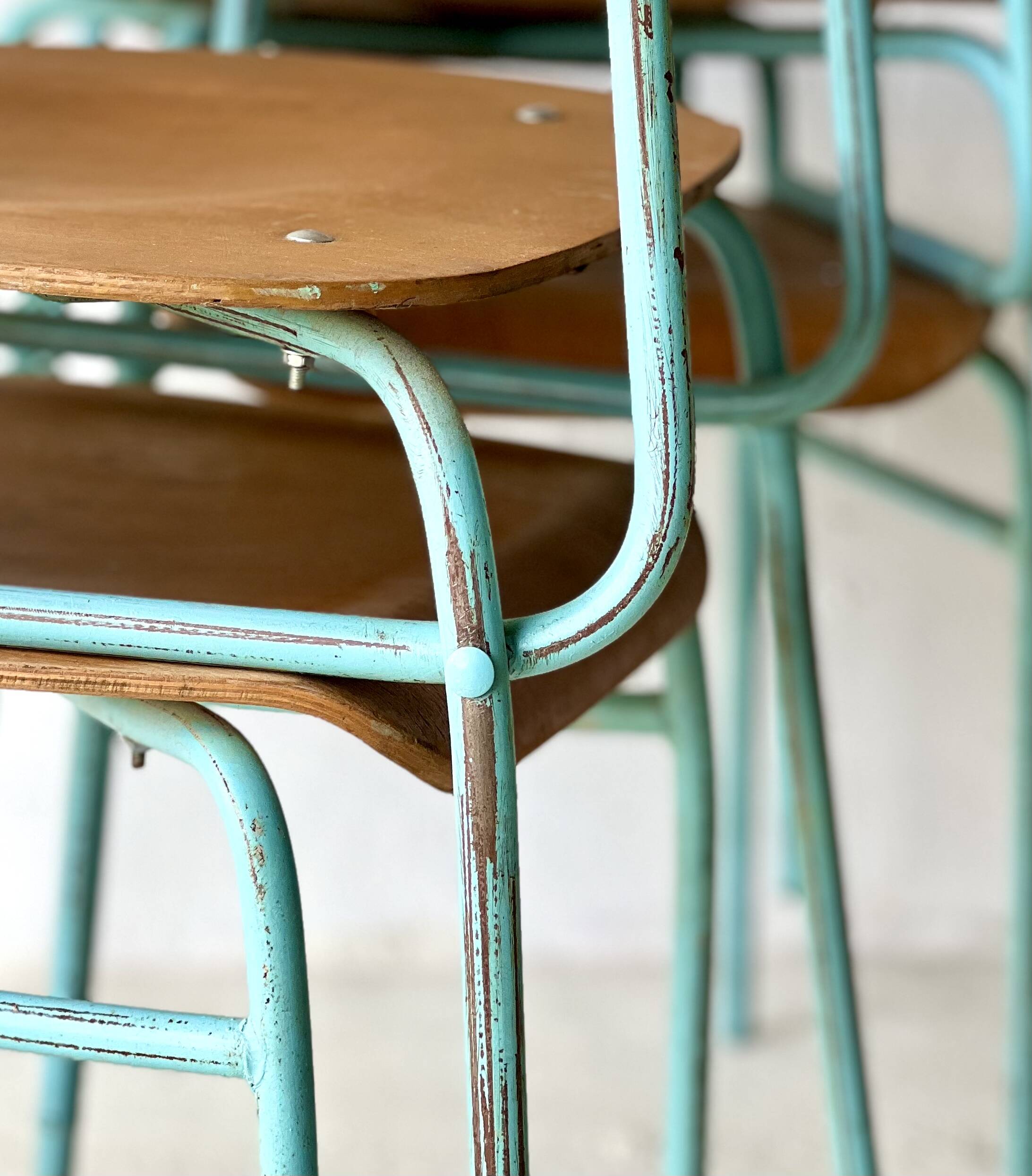 Industrial School Chairs, set of 4