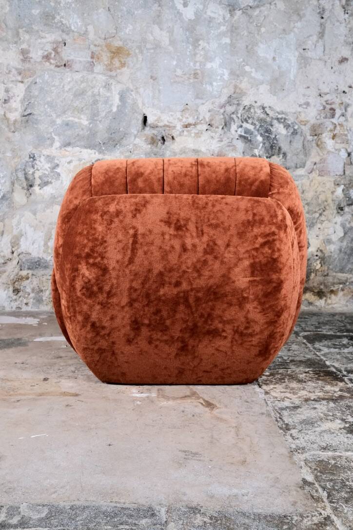 Pair of squirrel velvet armchairs, France, 1970s