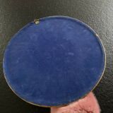 Vintage wall mirror round shape brown velvet frame 30cm