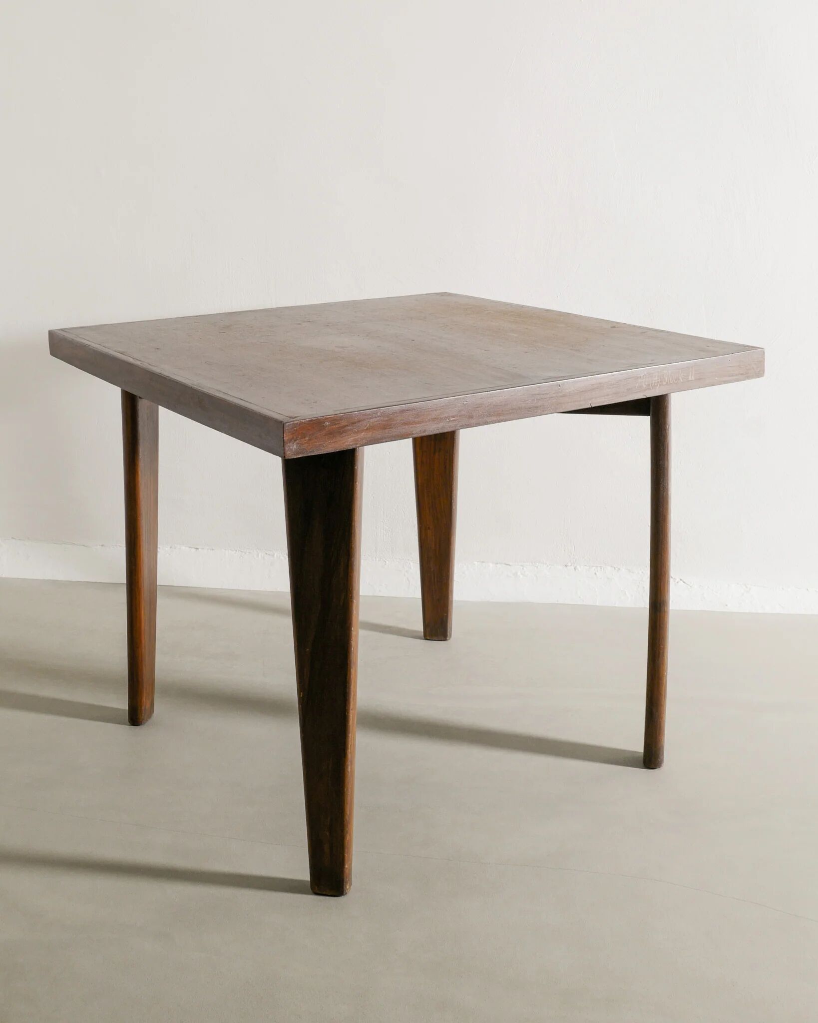 Pierre jeanneret squared wooden dining table, 1950s
