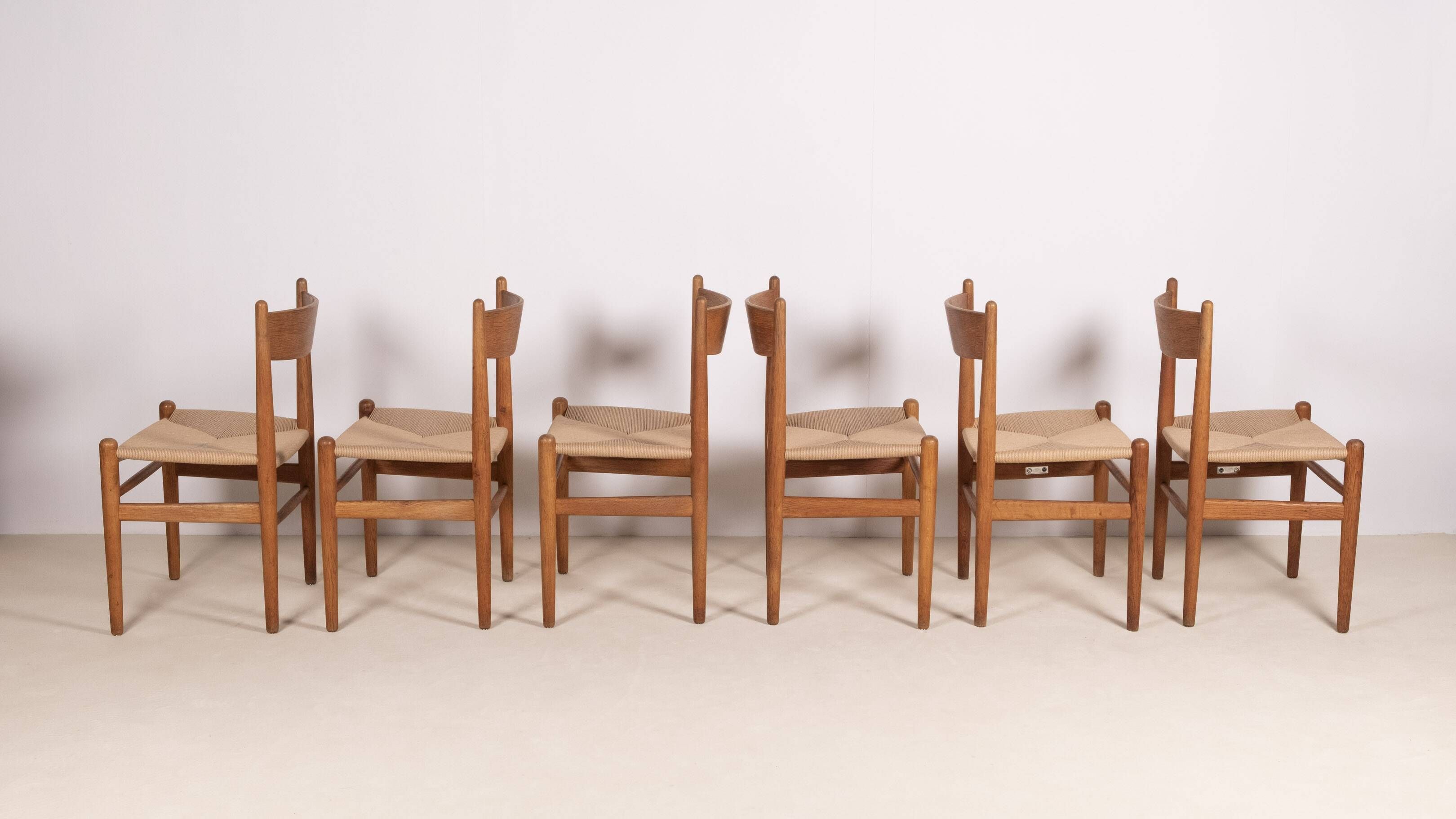 6x Hans J. Wegner Dining Chair CH36 in Oak, 1970s Denmark