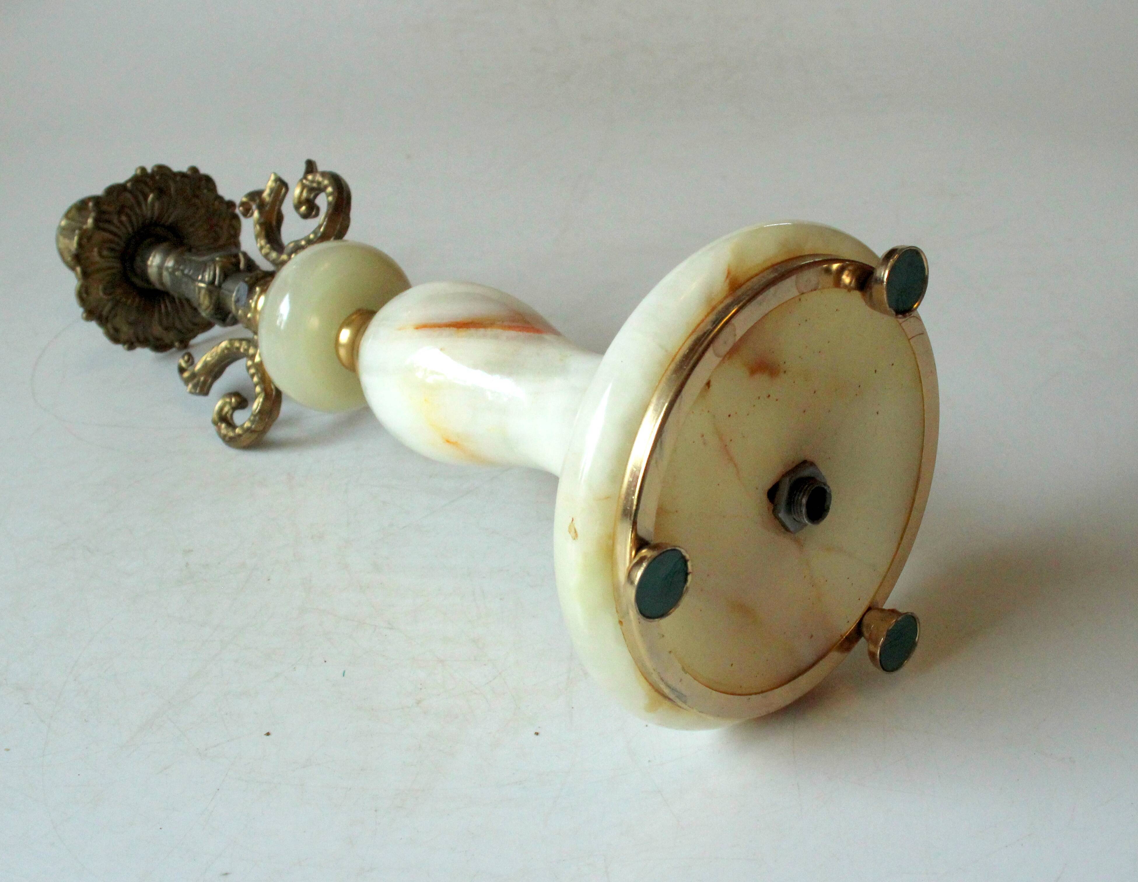 1960s onyx and brass candle holder, vintage